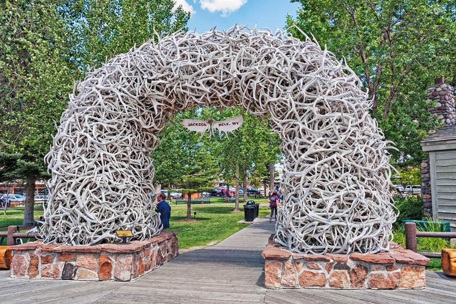 Jackson Hole Wyoming town square deer antler sculpture and park