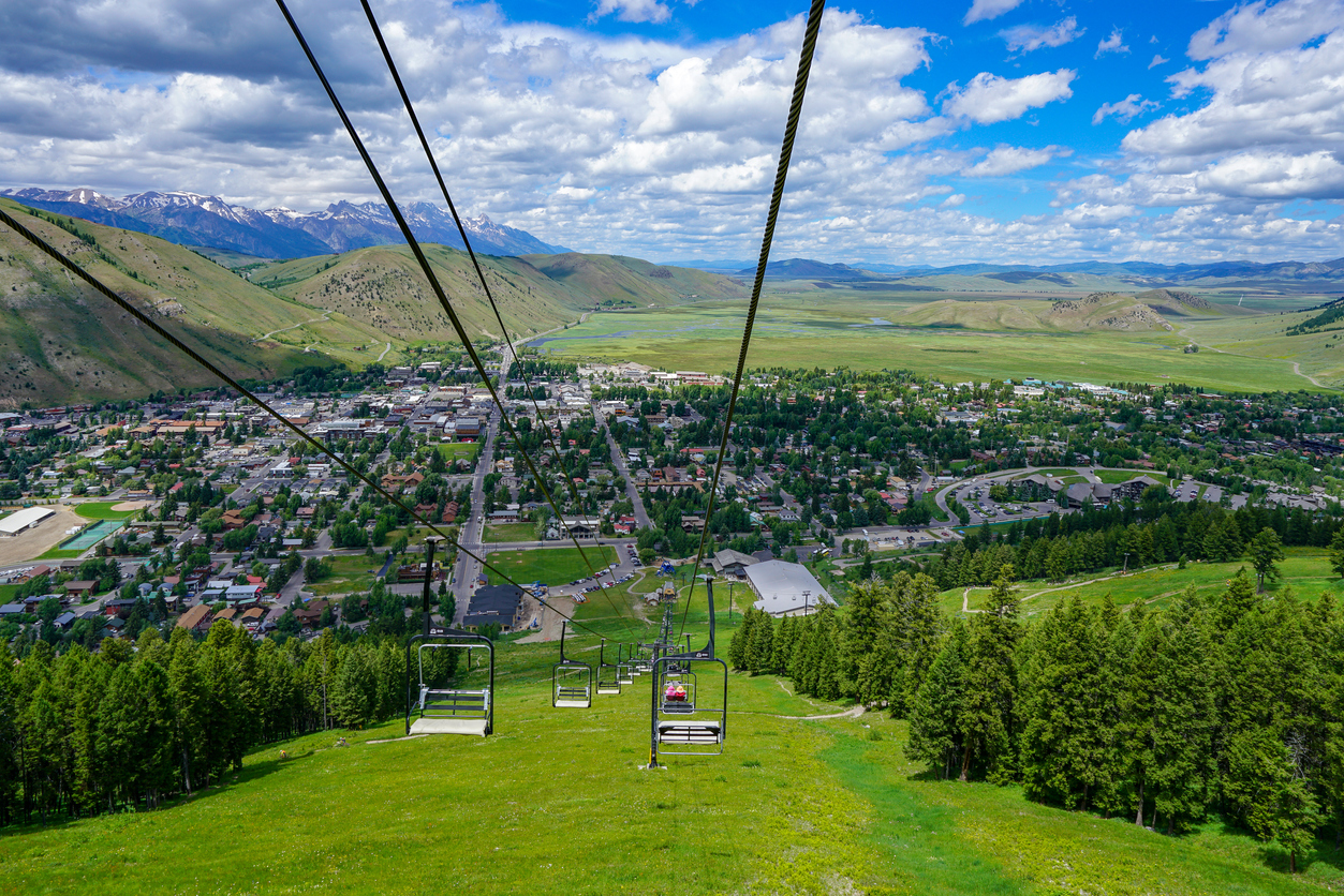 summer scenery at Jackson hole with view from the ski lifts